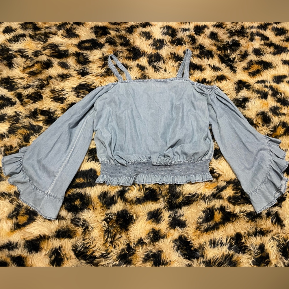 Stylish Jean Cold Shoulder Top